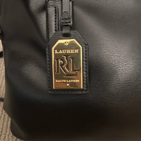 Lauren Ralph Lauren Black Leather Satchel Top Handle Crossbody Bag - Picture 10 of 16